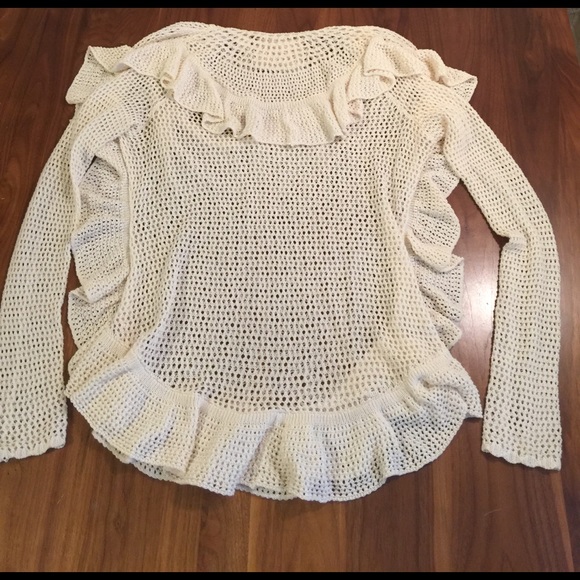 Anthropologie Angel of the North Ruffled Crochet Pullover - Picture 4 of 4